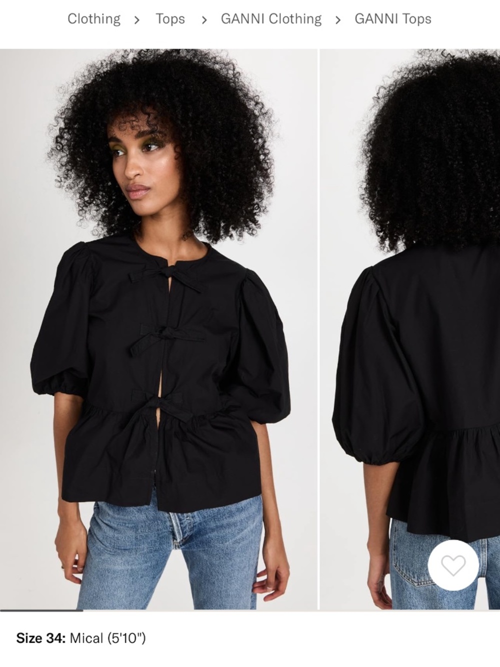 GANNI puff sleeve top size FR 42 (L-XL)
